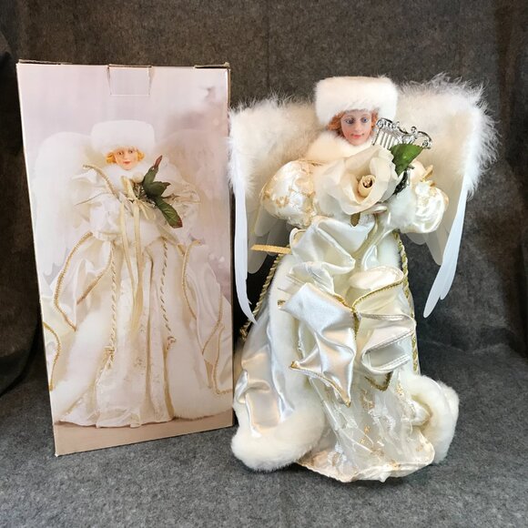 Christmas Angel Tree Topper 16" Ivory Angel JCPenny Home Collection - Picture 2 of 8